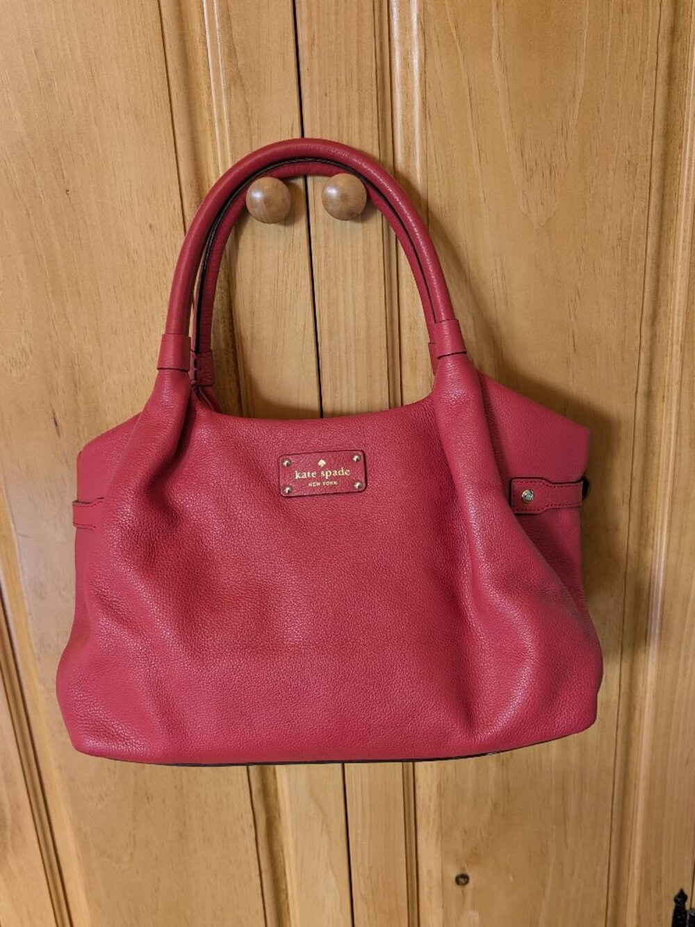 Kate Spade Stevie Berkshire Road Large Top Zip Red Leather Satchel Tote Bag New